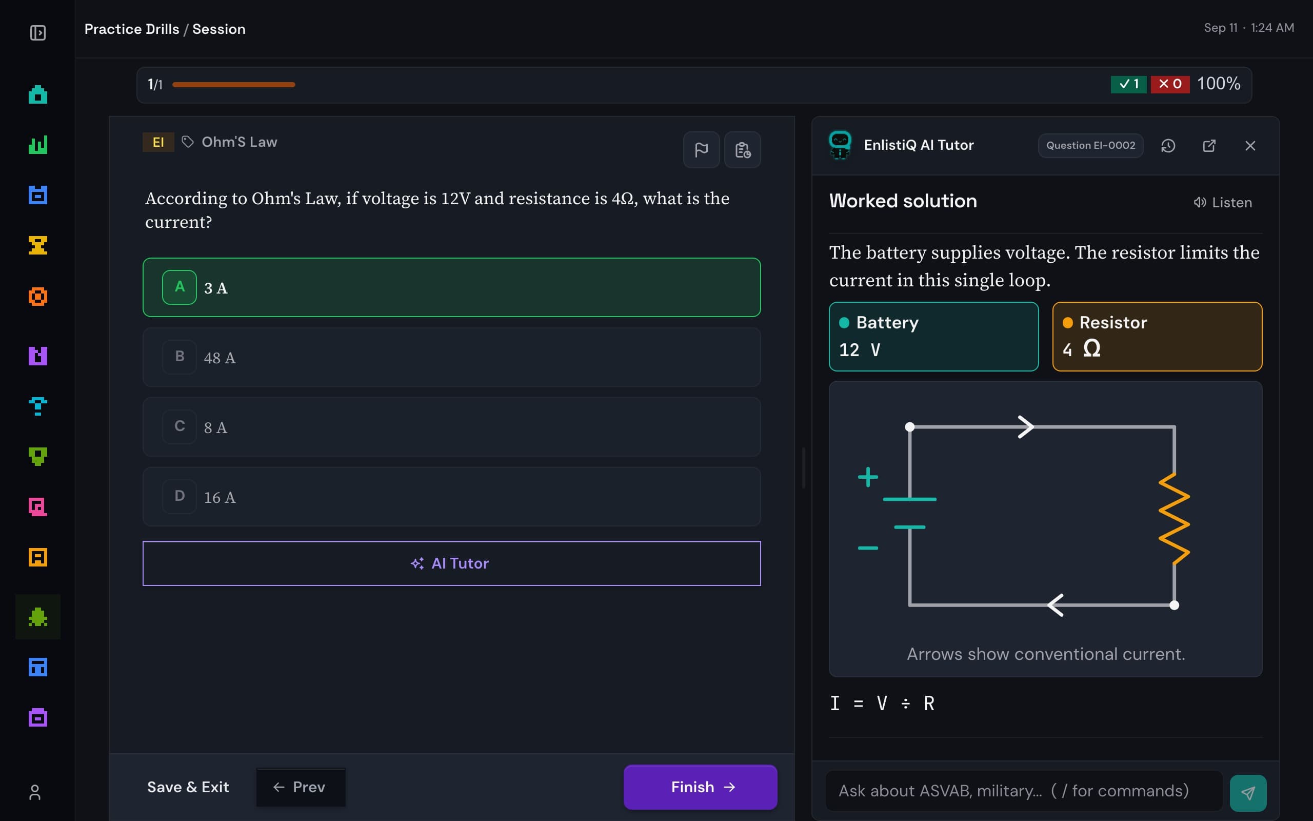 AI-guided drill in EnlistiQ Pro
