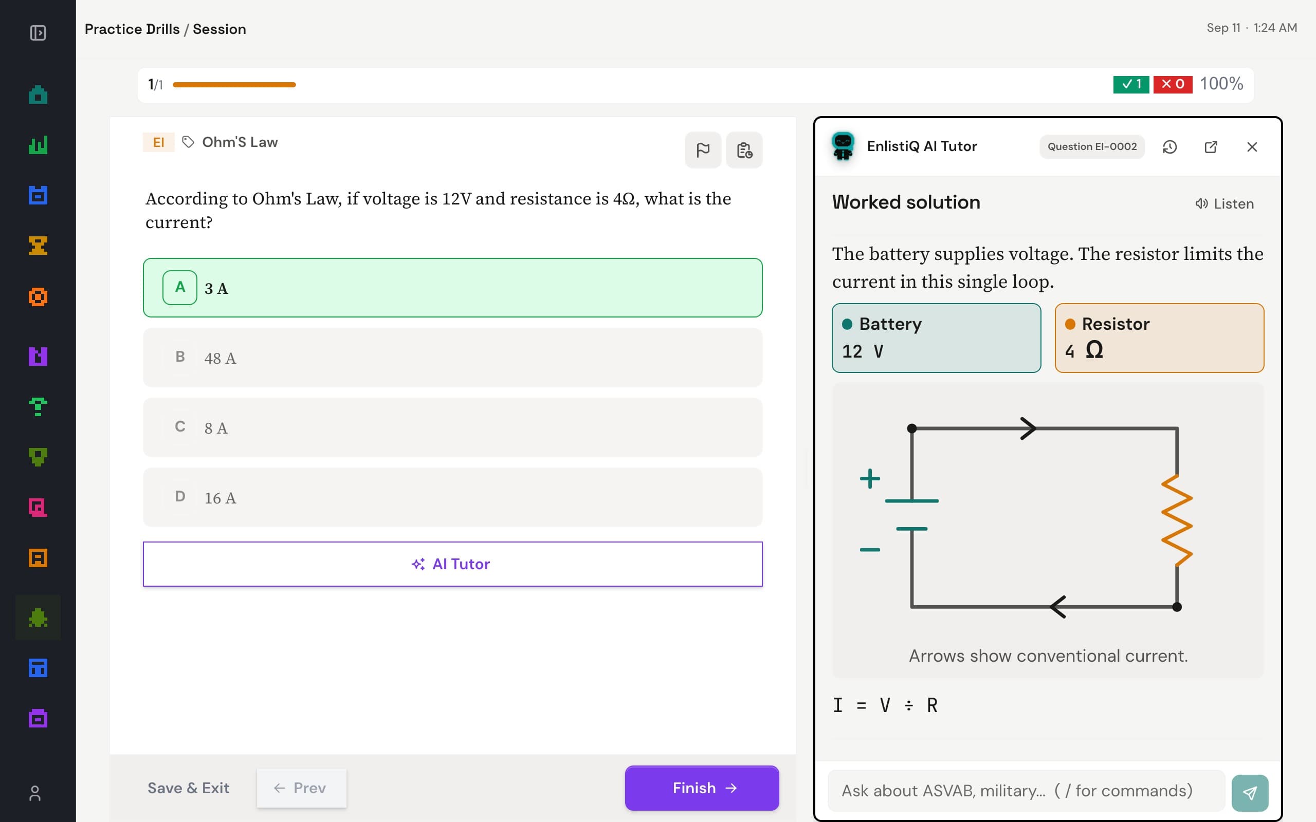 AI-guided drill in EnlistiQ Pro